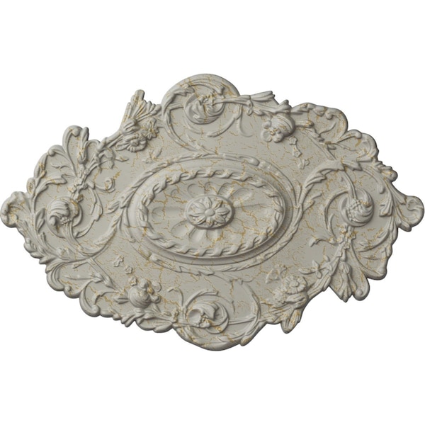 Ekena Millwork Strasbourg Ceiling Medallion, Hand-Painted Pot of Cream Crackle, 30 1/2"W x 20"H x 1 1/2"P CM30SGPCC - main